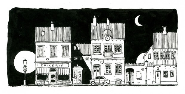 købmand gade illustration skraentskov